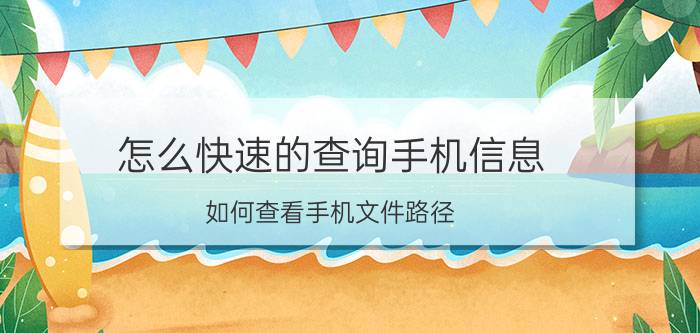 怎么快速的查询手机信息 如何查看手机文件路径？